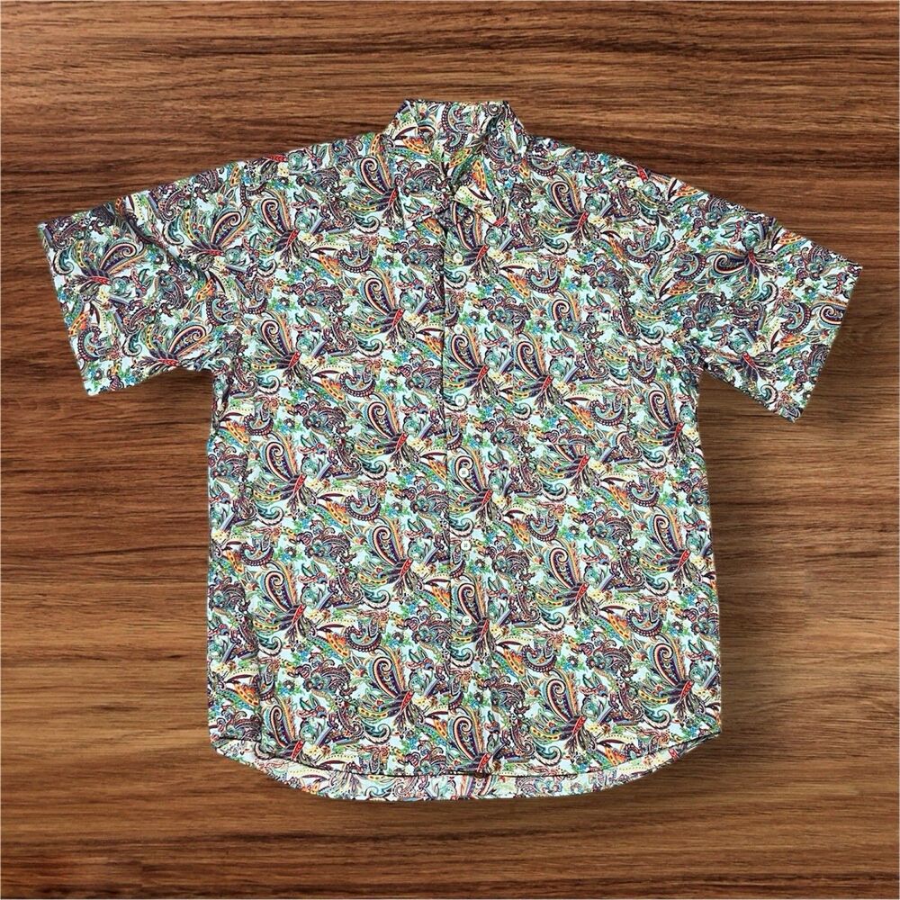 Alan Flusser Multicolor Colorful Paisley Button Up Shirt Men’s Size‎ L
